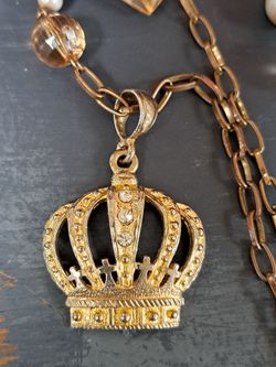 Goldtone Crown Necklace