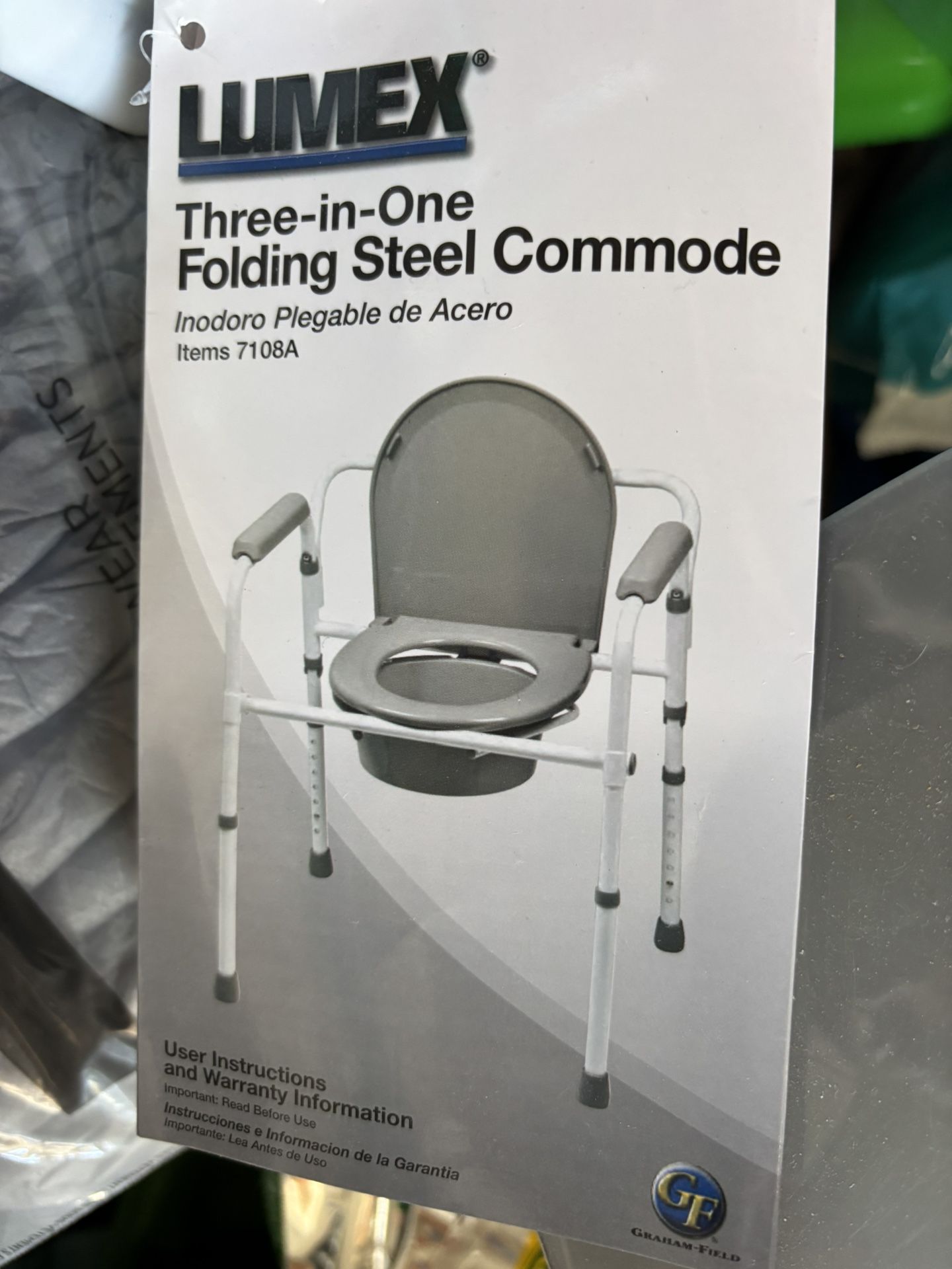 Folding steel commode