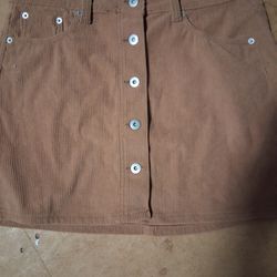 Brown Corteroy Buten Up Skirt 