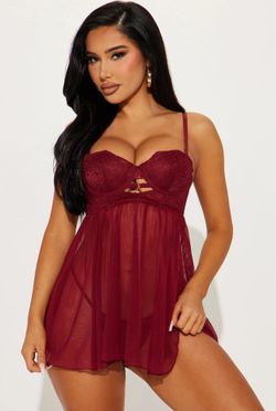 Burgundy Sexy Babydoll - XLarge