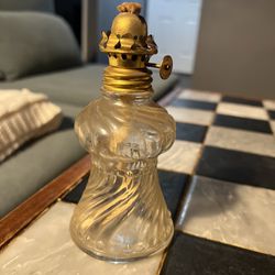 Vintage Plume & Atwood Miniature Oil Lamp, Swirl Base; Acorn Burner; w/o Chimney