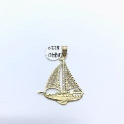 Gold Pendant Boat 10K New 