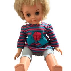 VINTAGE 1971 TOPPER COMPANY SMARTY PANTS DOLL APPROX 19" BLONDE HAIR, HAZEL EYES HARD PLASTIC BODY VINYL HEAD **NOT WORKING** 1 'D' BATTERY OPERATED S