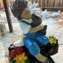 New Kid With Dog Made Out Of Cement Perfect Gift 🎁 