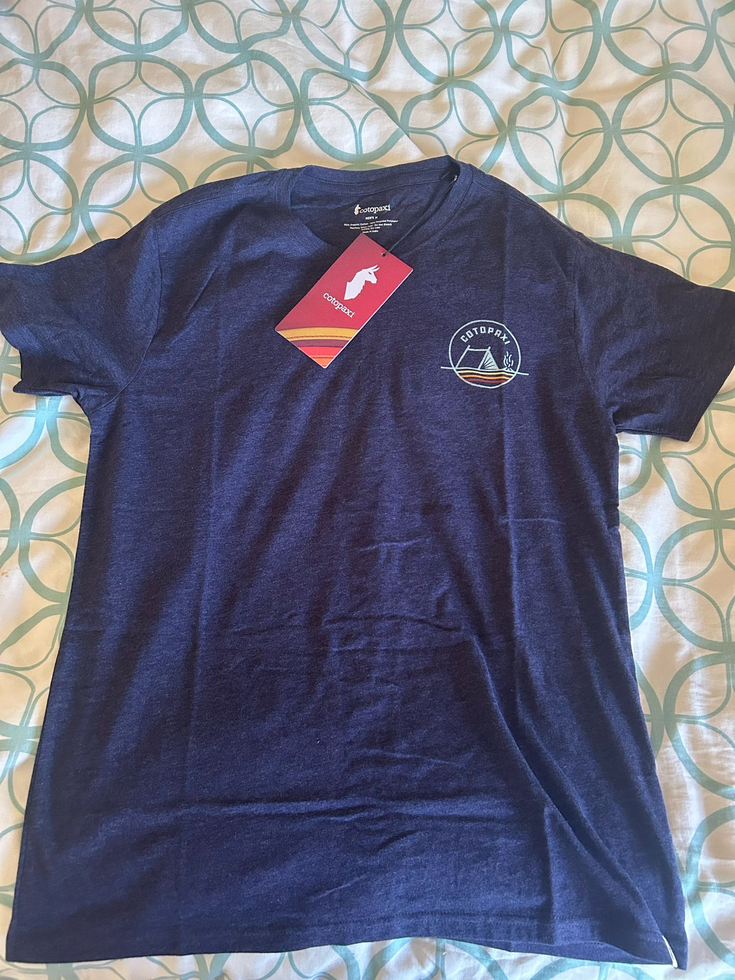 NWT Cotopaxi Organic Men's Medium Camp Life Short Sleeve T-Shirt Maritime Blue
