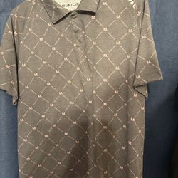 Men's Gray Municipal Logo-Print Polo Large