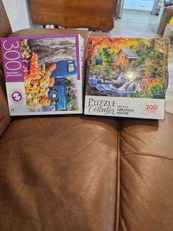 2 Complete 300-Piece Puzzles – Abraham Hunter Spring Mill + Harvest Truck