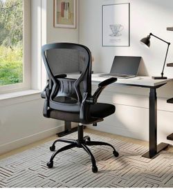New   Youhauchair Mesh Office Chair, Ergonomic Home Office Desk Chairs with Flip-up Arms and Lumbar Support, Height Adjustable, Black