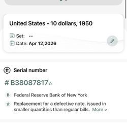 Rare $10 Star Note United States Bill