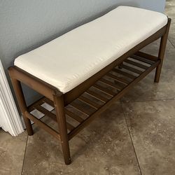 (NEW) 32” Wide 2 Tier Bamboo Shoe Bench
