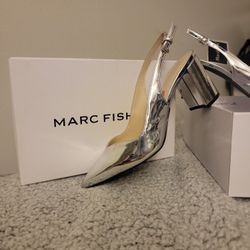Marc Fisher Silver Block Heel