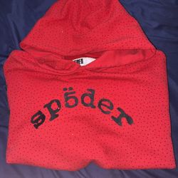 Sp5der Red Rhinestone Hoodie