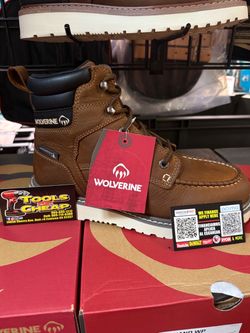 WOLVERINE Trade Wedge Brown 6 In Soft Toe WP Work Boots