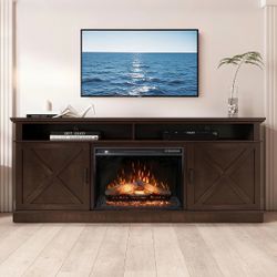 Fully Assembled 72" Melamine Veneer Fireplace TV stand