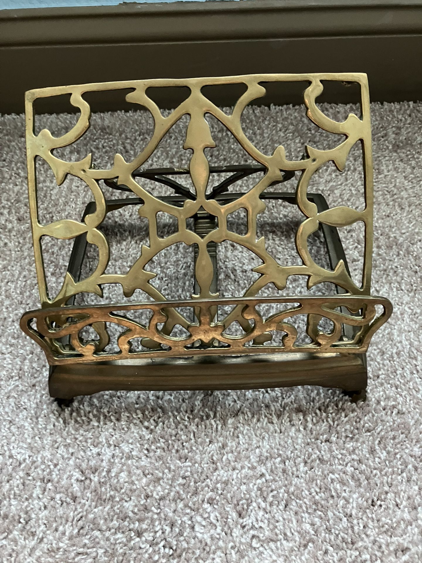 Antique Brass Gothic Ornate Book Display Stand 