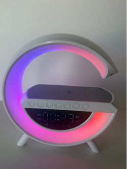 🔋 6-in-1 Smart LED Bluetooth Speaker & Fast Wireless Charger ⏰ Alarm Clock Mood Sounds- Brand New!