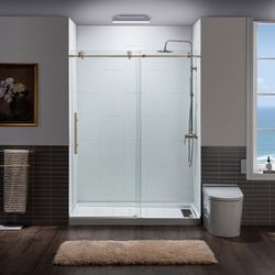 MBSDC6076-BBRZ  WOODBRIDGE Frameless Shower Doors 56-60" Width x76"Height with 3/8"(10mm) Clear Tempered Glass inBrushed Bronze Finish