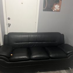 All Black Leather Couch 