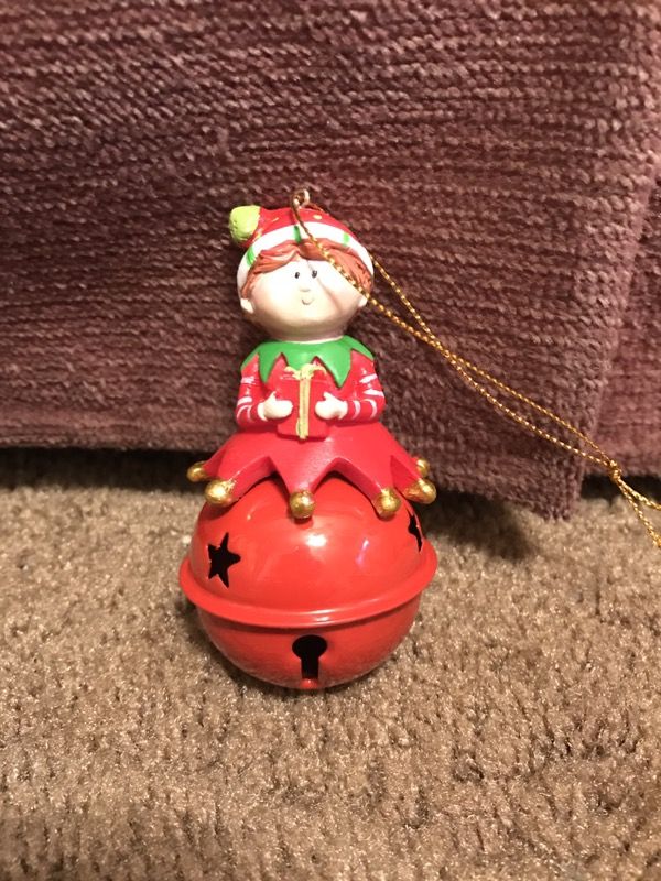 Red and green and white elf ornament