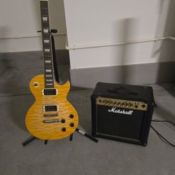 Epiphone Les Paul Electric Guitar & Marshall Amp
