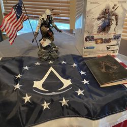 Assassin creed III 9” Conner statue, Flag And George Washington Notebook