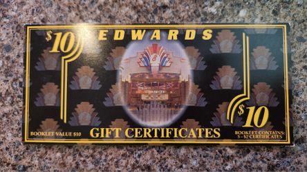 Edward's Cinema $2 Gift Certficate Booklet