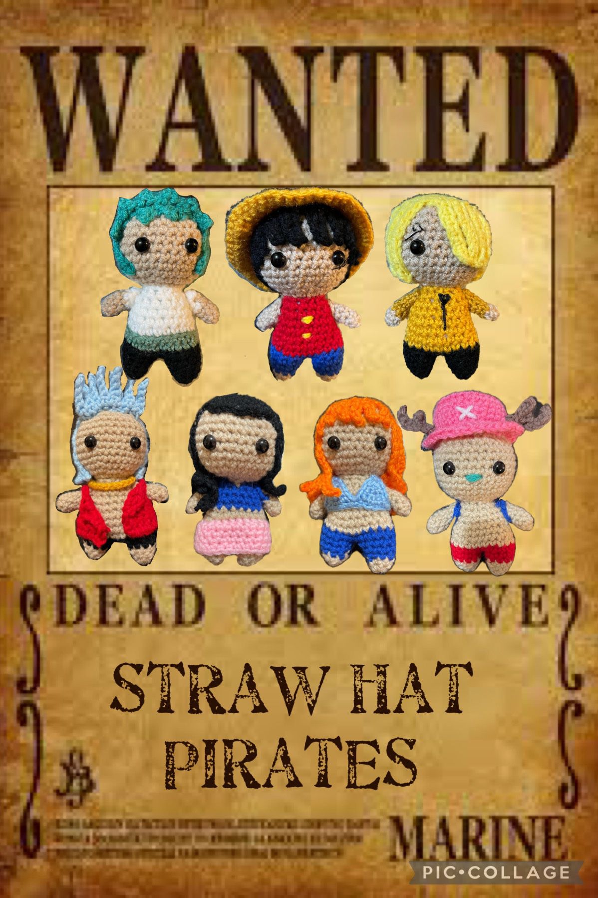 Set Of 7 One Piece Straw Hat Pirates 
