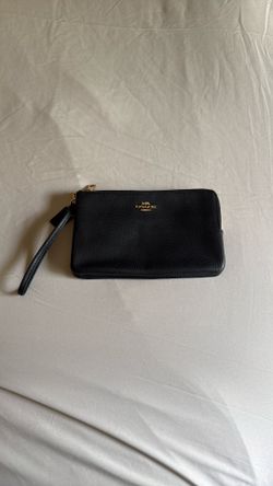 Black Coach Double-Zipper Wallet