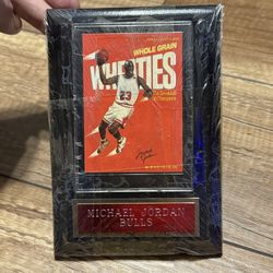 Extremely Rare Mint Michael Jordan Wheaties Card w/ Plaque Display Included