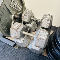 60lbs Hex Dumbbells - Weights - Workout
