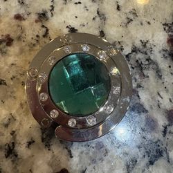 Metal Foldable Green Gem Bag Purse Hook Hanger Tabletop Holder new