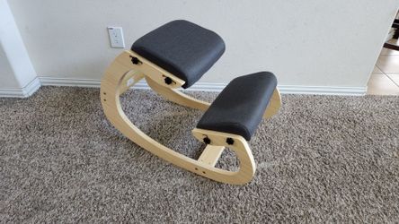 Dark Gray Wood Ergonomic Rocking Adjustable Kneeling Posture Chair for Desk