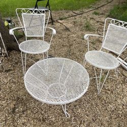 Wrought Iron Outdoor Furniture Set Vintage Antique Patio Chairs Table 