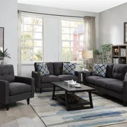 Brand New 2 Piece Dark Grey Sofa and Love Seat
