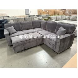 New! Dark Grey Sleeper Sofa, Multi Functional Sectional Couch, Sectionals, Couch, Sleeper Sofa, Large Sofa Bed, Sofabed,L-Shaped Couch w/ Pull-out Bed