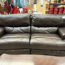 Dark Brown Leather Reclining Couch