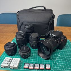 Canon Rebel T5i + 6 Lenses + New Camera Bag