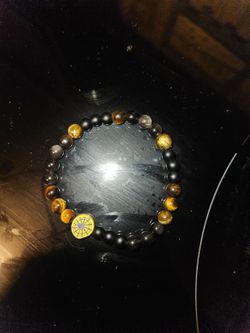 Tiger Eye and Black Onyx Beaded Stretch Bracelet