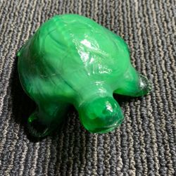 Amazing Vintage Green Glass Turtle