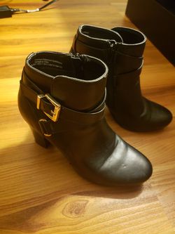 Black leather booties