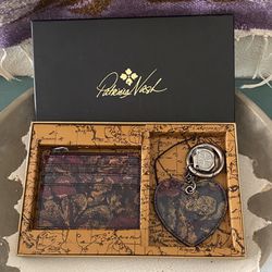Patricia Nash, New Leather Floret Card Holder, Heart Key Chain Gift Box Set -Multicolor
