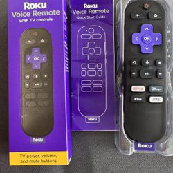 Replacement TV Remote Control with Voice Control, Simple Setup, & Pre-Set App Shortcuts - Compatible with Roku TV, Players, & Audio Devices