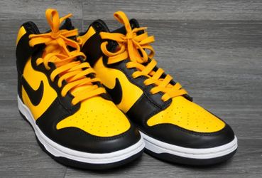 Nike Men Dunk High DD1399-700 Yellow Black Leather Lace-Up Shoes Size 9.5