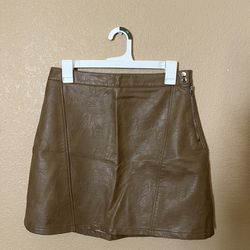 Zara Basics Faux Leather Brown Skirt 