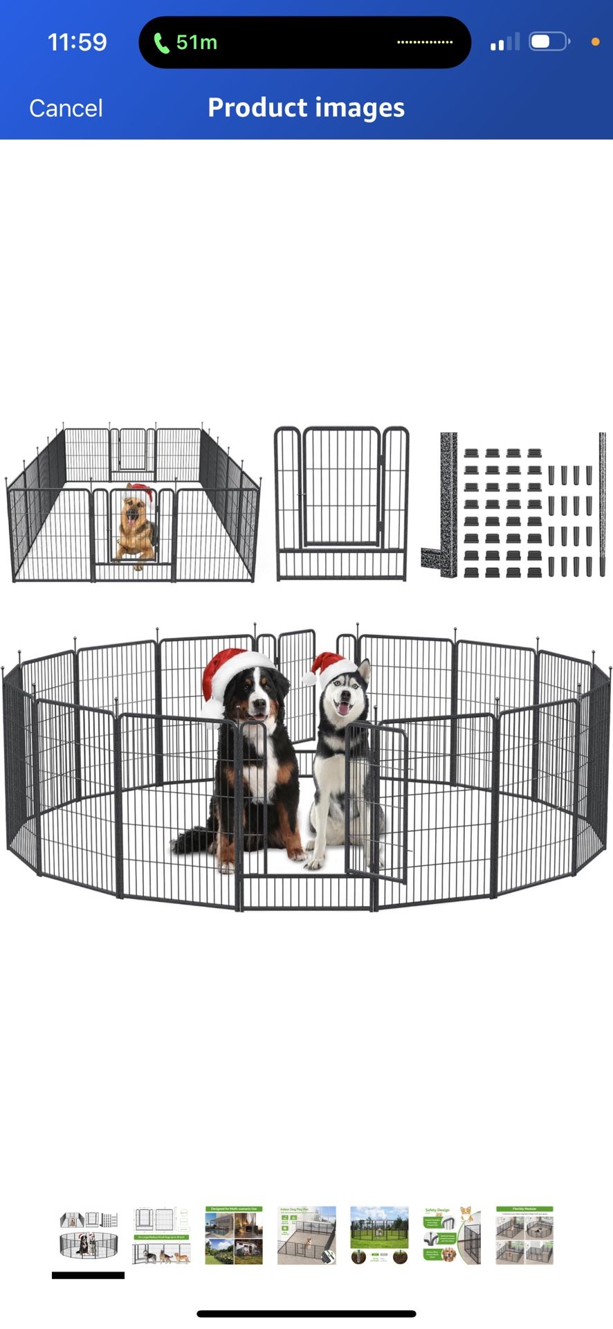 Mr IRONSTONE Dog Playpen with Anti-Rust Coating, Dog Fences, Dog Pens Outdoor/Indoor Pet Playpen