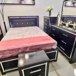 Kaydell Black LED Panel Bedroom Set with interest free payment options 