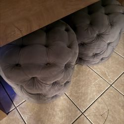 2 Grey Ottomans