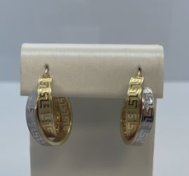 18K Gold Two Tone Earrings .