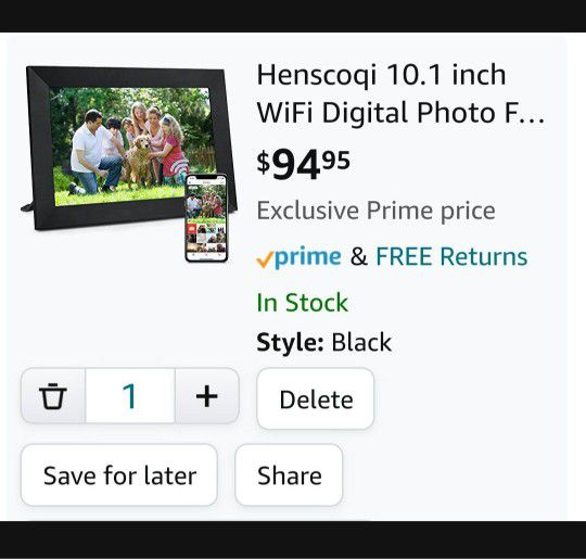 10.1" wifi digital  picture frame with IPS touch screen 16GB WAS $100 