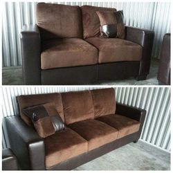 Brand New Brown Microfiber Sofa & Loveseat